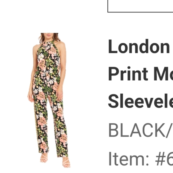Nordstrom Rack London Times Black Floral Print Mock Neck Jumpsuit 16 - Picture 13 of 14